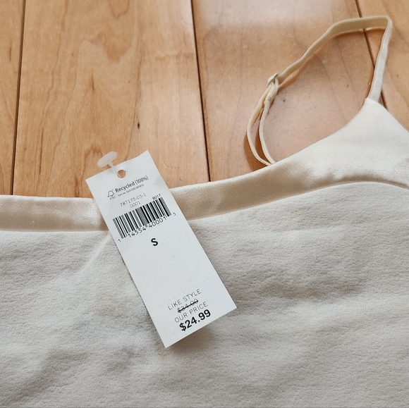 BANANA REPUBLIC white tank top with satin details in size S - Picture 2 of 4